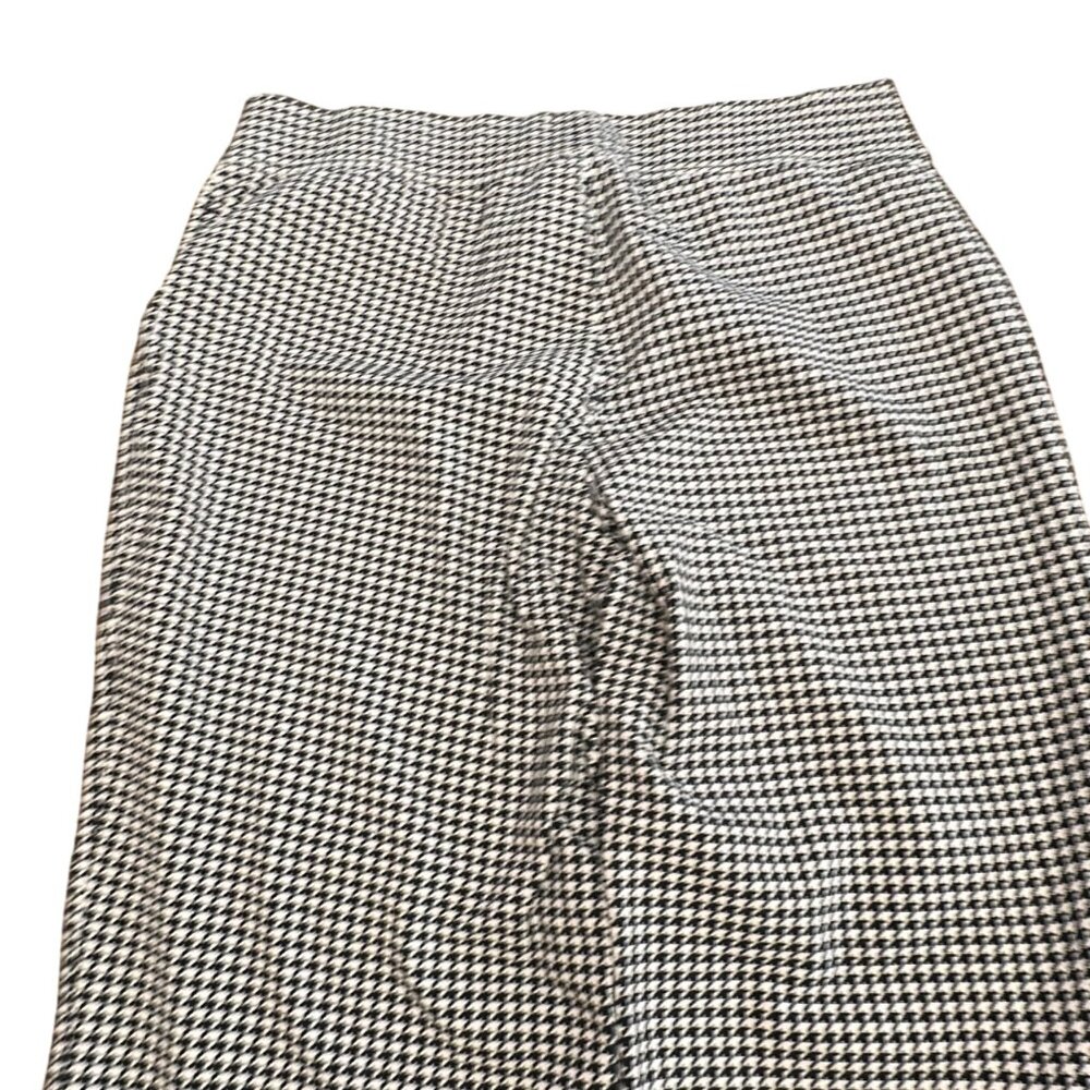 Lands' End Pants Women XL 18 Cream Black Houndstooth Pull-on Straight Leg - Picture 3 of 13